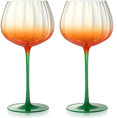 Singhoow 2 Pcs Pumpkin Goblet 20 oz Orange Pumpkin Wine Glasses Pumpkin Mug Autumn Wine Glasses Cocktail Cups for Autumn Thanksgiving Halloween Party