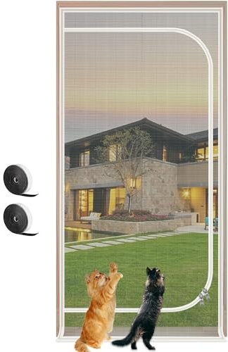 Zanzariera for gatti, zanzariera for gatti, 90x210 cm, zanzariera for gatti addensata zanzariera for soggiorno, camera da letto, cucina, patio, zanzariera antigraffio for cani e gatti con cerniera(80x