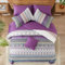 WONGS BEDDING Bohemian King Size Duvet Cover Set Purple Grey Colorful Boho Striped Bedding Set with 2 Pillowcases Soft Microfiber Moroccan Quilt Cover 220x230cm