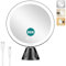 Auxmir Grossissant Miroir Maquillage x20 avec Lumières LED Miroir de Salle de Bain Portable Lumineux, 2000mAh USB Rechargeble, Miroir Ventouse Rotation à 360 °, Noir