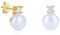 GAVU Boucles d'Oreilles Argent 925 Plaqué Or, Clous d'Oreilles Perle d'Eau Douce pour Femme, Clous d'Oreilles Zircone Cubique