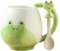 ZONSUSE Taza Divertida Rana,Linda Taza de Animales,Taza de Café Rana,Taza de Té Grande,con Cuchara de Rana,Regalos Personalizados para Familiares, Amigos, Niños, Cumpleaños 450 ml (Rana)