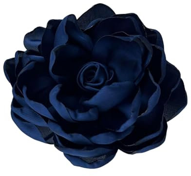 Harilla 10cm Blume Brosche Elegante Revers Pins für Mama Brautjungfer Damen Braut, tiefes Blau