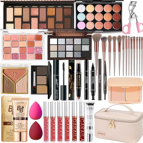 SHELAKIN All-in-One-Make-up-Set, Make-up-Set für Frauen, komplettes Set, Reise-Make-up-Geschenkset für Frauen, Teenager und Mädchen, inklusive Lidschatten, Lippenstift, d