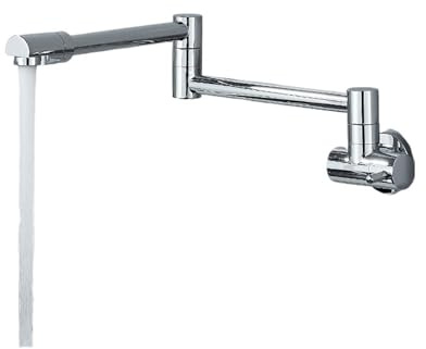 Kitchen Tap, Chrome Nickel Black Brass Pot Filler Tap, Wall Mounted Kitchen Faucet, Single Cold Single Hole Tap Rotate Folding Spout(B-Chrome)
