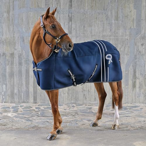 SUNRIDE Coperta da stalla da 50 g per cavalli – con pile – adatta come coperta – estremamente traspirante – cinghie addominali rimovibili (blu, 125 cm)
