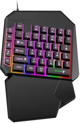 Jvjggag Spieltastatur, Spieltastatur, Linkshänder-Tastatur, ergonomisches Spielpad, ergonomische Linkshänder-Spieltastatur für Komfort, programmierbare tragbare Tastatur für den täglichen Gebrauch