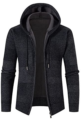 Herren-Pullover aus Fleece, Weihnachtspullover 2024, langärmlig, mit Samt-Hoodies, Pullover, schmal, modisch, Freizeit und Wärme, Strickjacke, Trainingsanzug, Schwarz , XXL