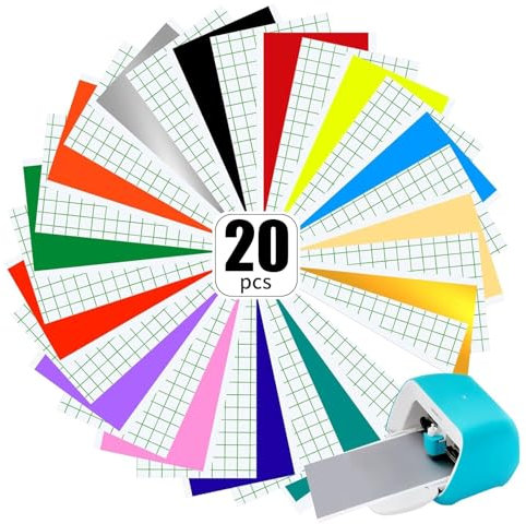 Smart Permanent Adhesive Vinyl 20 Sheets With 16 Colors, 5.5 X 12in Cricut Joy Vinyl,Easy To Cut & Weed For Signs Stickers Decals Walls Doors & Windows