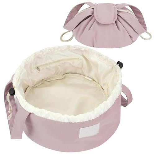 HTTDSLF Trousse de Maquillage, Trousse Maquillage, Trousse de Toilette, Sac Cosmétique, Sac à Cosmétiques, Trousse à Maquillage, Trousse Toilette, Conception de Cordon Rangement Maquillage, Rose