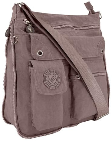 ekavale - leichte Damen-Umhängetasche - Praktische Crossbody-Handtasche - mit vielen fächern - Schultertasche wasserabweisende Damentasche (Dunkel-Rosa)