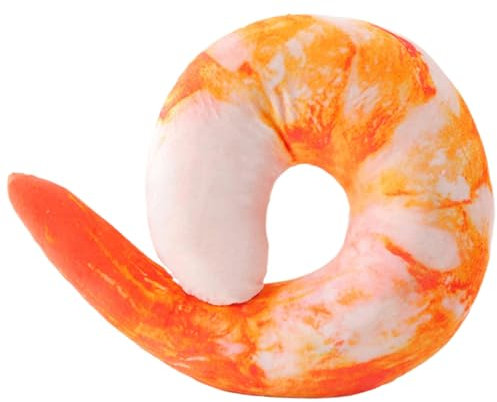 Muzrunq Shrimp-Kissen geschälte Garnelenhalte 16x12 Zoll U-förmige Garnelenschleppkolben gefülltes Halskissen zum Schlafen, Reisen, Büro-Garnelkissen, Halskissen, Garnelenplüsch