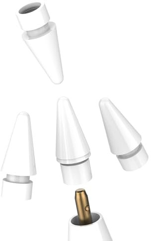 WASRUYI pour Apple Pencil Pointe Remplacement(Lot de 4) pour iPad Pro Stylet Génération Crayon Embout Mine Accessoire Stylo 1ère 2e Génération Rechange Tips Génération Adaptateur