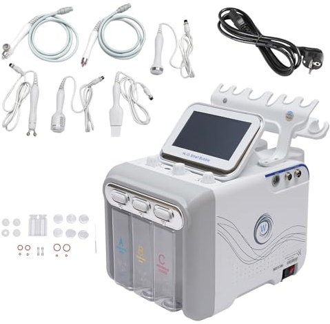 6 in 1 Wasserreiniger für Gesicht | 80W Jet Skin Scrubbing Maschine mit Wasser, Wasserstoff & Sauerstoff | LED-Anzeige für empfindliche & trockene Haut | Schönheit Gerät zur Hautpflege