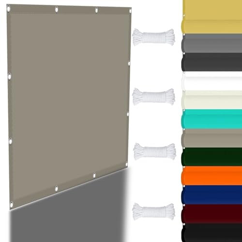 Sonnensegel-Stangen-Set, rechteckig, mit Windschutz, inklusive Seil, ideal für Garten, Terrasse, Hof, Partys, Khaki, 2 x 6 m