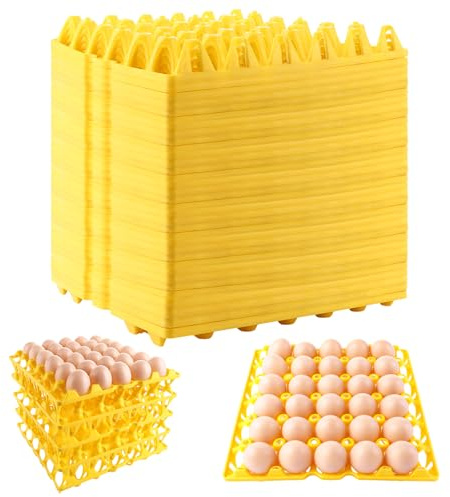 CYEER Pack of 20 Egg Storage, Egg Container for Fridge, Egg Holder Tray for 30 Egg Holders, Wholesale Egg Storage for Storing, Sorting and Sending Eggs (Yellow)