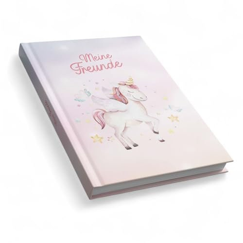 itenga Freundebuch Einhorn Meine Freunde - DIN A5 88 Seiten für Mädchen zum Ausfüllen für Schule Schüler Freunde (Einhorn Wasserfarbe)