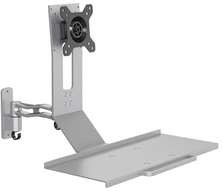 Jectse Display Keyboard Mount, Aluminum Alloy Articulating Arm with Keyboard Tray, Adjustable Monitor Stand with Cable Management for Compact Office and Home Use