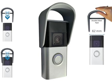Video Doorbell Rain & Sun Cover Compatible with Ring Battery Doorbell 3, 3 Plus, 4, and Battery Doorbell Plus – Weatherproof Anti-Glare Protective Housing – Durable Round Gray Cover Only