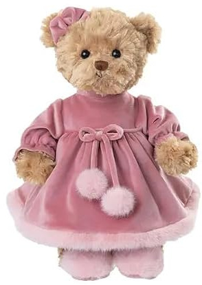 Bukowski Teddybär Aiko braun mit rosa Kleid 35 cm Plüschteddybär