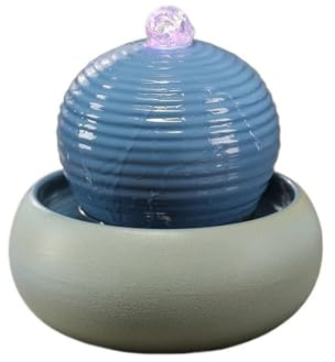 SDA287MZ Tabletop Indoor Water Fountain with Rolling Ball Feng Shui Tabletop Home Office Decoration Home(Blue)