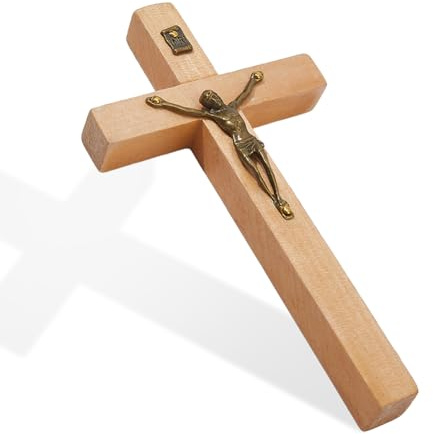 DICOSMETIC Kleines Holz Wandkreuz 15,1x8x2,2cm St Benedikt Kreuz Mit Legierung Jesus Katholisches Kruzifix Für Wand Religiöses Weihnachten Ostergeschenk Für Zuhause Und Bürodécor