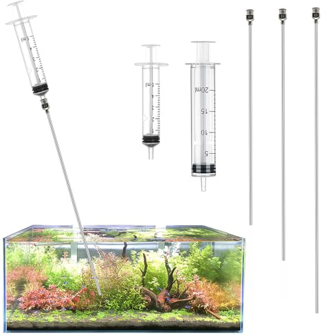 LINLAN Rostfritt stål akvarierrot gödselinjektorkit för akvarium, 30 cm, 40 cm, 50 cm långa rostfria nålar, 5 ml och 20 ml sprutor, exakta flytande matningsverktyg för sötvattensplanterade tankar