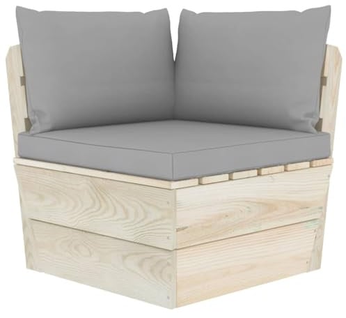 Foknhdi Paletten-Ecksofa 60x60x65 cm, imprägniertes Holz, wetterfeste Kissen, Balkon-Garten-Sofa modular