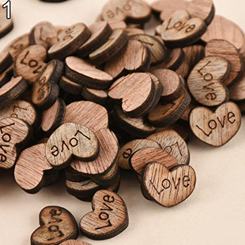 Rustic Wooden 100pcs Wood Love Heart Stars Wedding Table Scatter Decoration Crafts