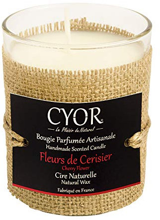 CYOR - Bougie Parfumée FLEURS DE CERISIER - 100% Naturelle - 30h de combustion - Fabriquée à la main en France
