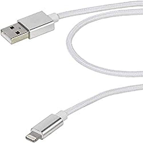 Vivanco 38306 cavo dati USB-A a Lightning, 2 m, ricarica rapida, certificazione Apple MFI – Nylon intrecciato, Bianco