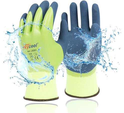 DS Safety Arbeitshandschuhe Herren und Damen - Wasserdichte Gartenhandschuhe mit Schaumlatex und Gummibeschichtung Handschuhe (1 Paar-Grün) Größe 10/XL