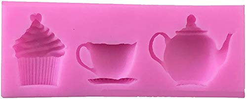 Inzopo Afternoon Teapot Cup Fondant Silicone Mould Cake Chocolate Sugar Icing Mat