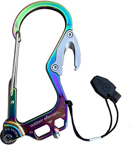 OUTDOOR ELEMENT Fire Escape, Emergency Escape Tool, Seatbelt Cutter, Window Breaker, Multi Tool, Fire Starter, Carabiner, and Much More