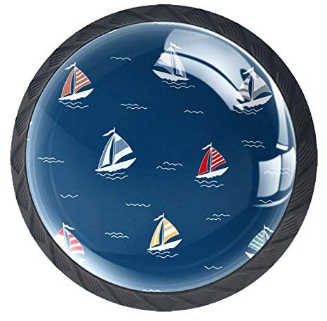 Türknäufe im maritimen Boot, blau, 4 Stück