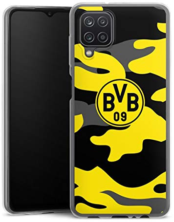 Slim Case kompatibel mit Samsung Galaxy A12 Silikon Handyhülle transparent Hülle extra dünn BVB Borussia Dortmund Fanartikel