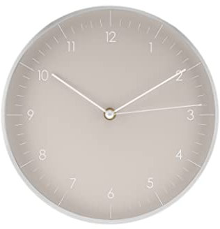 LUUK LIFESTYLE Quarz Wanduhr ohne Ticken in modernem minimalistischem Design, Dekoration für Wohnzimmer, Küche, Esszimmer, 24 cm, in hellgrau und Silber