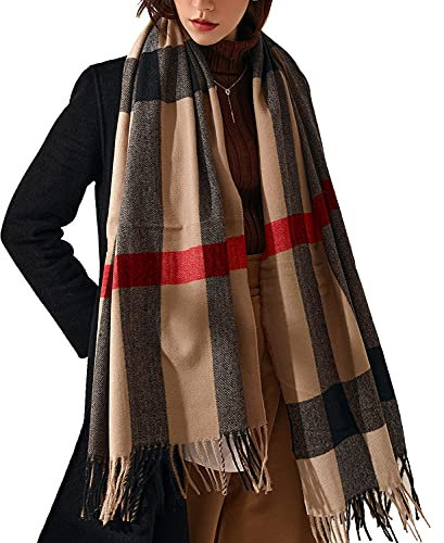 HYUET Invernale Pasmina Sciarpa Scialle Donna a Quadri Elegante Lungo Morbida Calda Stole Sciarpe Scozzese Tartan Wrap Maglia Scialle Inverno Poncho Stola Pashmina per Donna Uomo