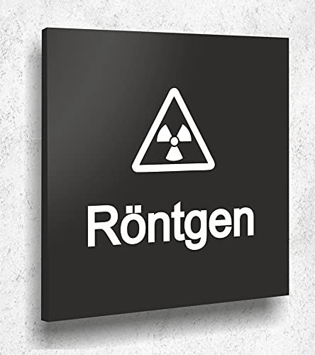 Türschild Röntgen Schild Schwarz Matt UV Druck 12 x 12cm - 3mm Aluverbund - Made in Germany Art.Nr. A 2048