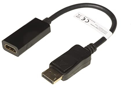 LINK LKADAT210 Adapter Displayport 1.2 Stecker, Hdmi 1.4 weiblich vergoldete Kontakte 4K 30Hz, Schwarz, 20 cm