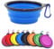 Coolon Collapsible Dog Bowl,Collapsible Dog Water Bowls for Cats Dogs, Portable Pet Feeding Watering Dish,Portable Dog Water Food Bowl with Carabiner (Medium(650ML), Blue)