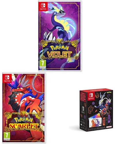 Pokémon Violet + Pokémon Scarlet (Nintendo Switch) incl. Digital Bonus (Exclusive to Amazon.co.uk) + Nintendo Switch – OLED Model Pokemon Scarlet and Violet Limited Edition