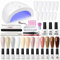 BORN PRETTY Gel Nail Polish Starter Kit with Lamp, 12 Colors Nude Pink Neutral Gel Polish Set with 48W U V/LED Light Glossy & Matte Top and Base Gel Coat Manicure Tools for Beginner DIY at Home