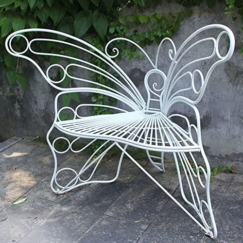 ZMYJTO Outdoor Bench Butterfly Chair, Wrought Iron Garden Bench Garden Decoration Flower Stand, Terrace Leisure Chair Retro Double Stool with Backrest, Suitable for Gardens, Scenic Spots