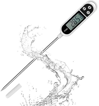 Nutabevr Termómetro Digital de Cocina,Termómetro de Cocina con sonda Larga,3S Lectura Instantánea Termómetro Doméstico Con LCD para alimentos y bebidas, asado, parrilla, Leche, Agua, Aceite,Sopa