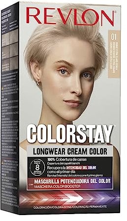 Revlon Colorstay Tinte Pelo Mujer, Coloración Permanente de larga duración, Incluye mascarilla potenciadora del color, Hasta 8 semanas de color, Tono 01 Rubio Extra Claro Ceniza