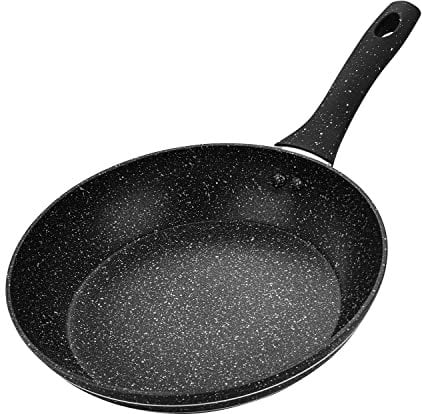 Royalford Smart Fry Pan with Durable Granite Coating, Forged Aluminium Non-Stick Frying Pan Induction Hob Egg Omelet Pan | Saute Pan with 5-Layer Construction & Cool Touch Handle, 28 Cm, Black
