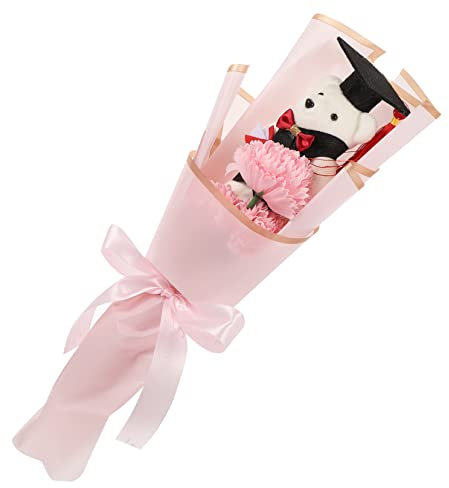 ORFOFE Abschluss Blumenstrauß Mit Bärenpuppe Niedlicher Doktorhut-Bouquet Für Feierliche Anlässe Zur Dekoration Von Wohnräumen Und Abschlusspartys
