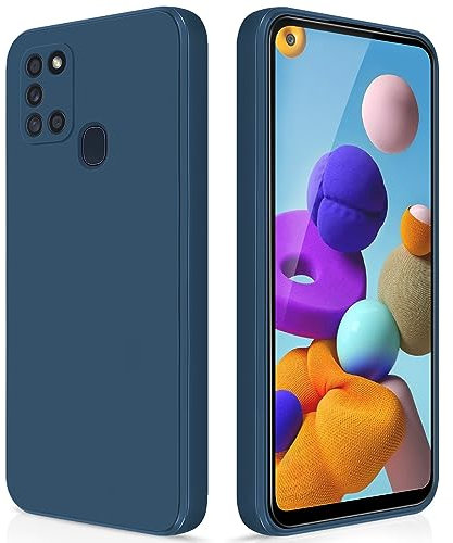 GiiYoon Hülle Kompatibel mit Samsung Galaxy A21S, Hochwertiges Liquid Silicone Case, Rundumschutz Handyhülle, Kratzfestes Weiches Mikrofaserfutter- Blau
