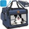 TRESKO® Hundebox faltbar inkl. Leckmatte, Spatel & Reflektoren M 61x42x42cm | Transportbox für Hunde und Katzen | Hundetransportbox Auto für kleine & große Hunde | Hundetasche robust Navyblau
